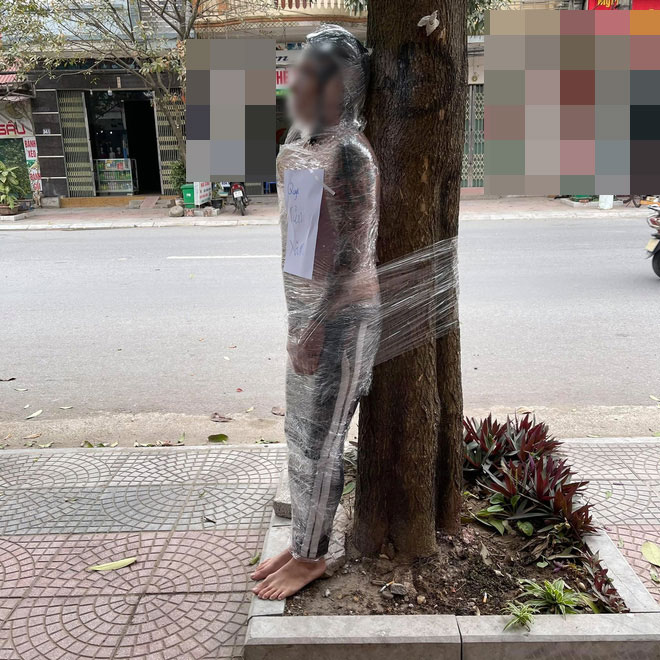 However, it seems that he might not have been willing as he was tied up at the base of a tree