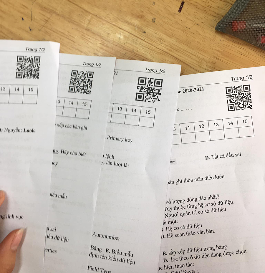 The exam paper set using an awesome QR code