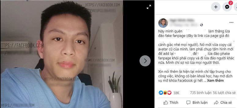To be even more careful, he also made a warning post on his personal page