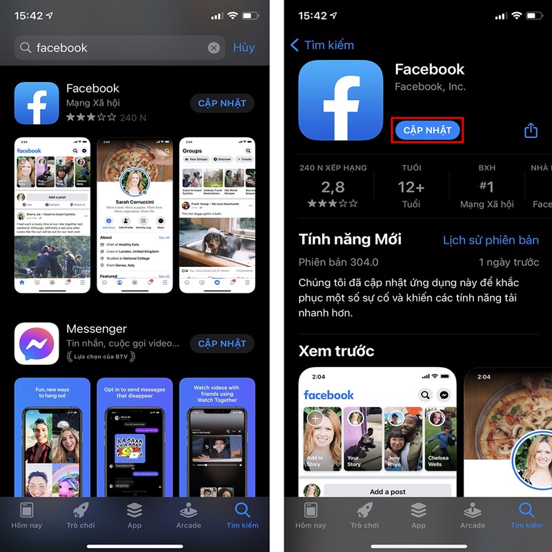 Update to the latest version of Facebook