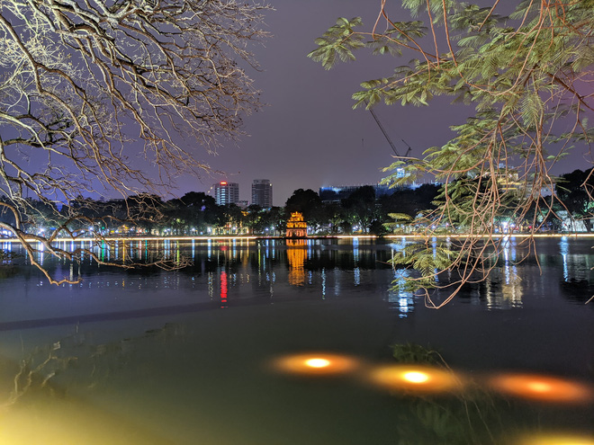 Night photo of smartphone from 'Brand A' or 'Brand G'