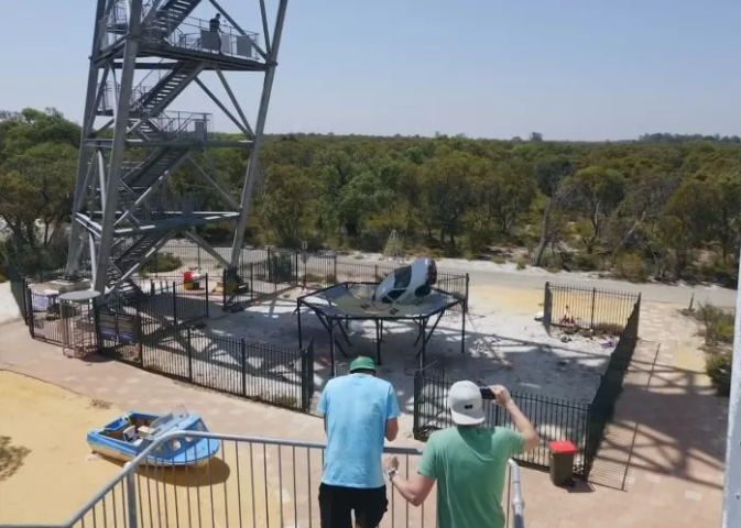 Image of the car landing on the trampoline