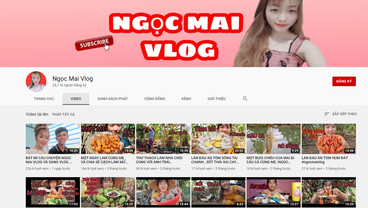 Ngoc Mai's YouTube channel.