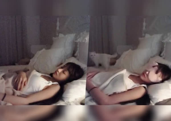 The image of the female streamer sleeping soundly for 5 hours