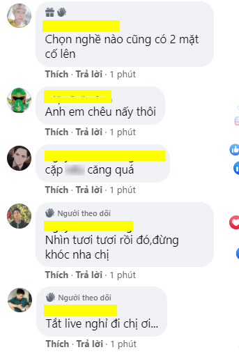 Comments attacking and encouraging from viewers.