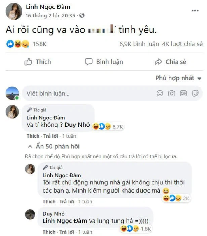 Linh Ngọc Đàm directly expressed to Duy Nho.