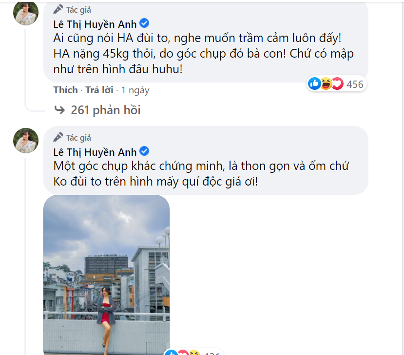 Bà Tưng's fierce clarification in response to criticism of her thick thighs from the online community
