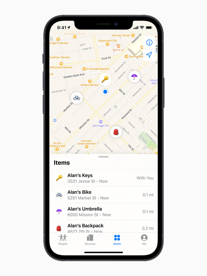 AirTag will display its location on the iPhone's Find My app