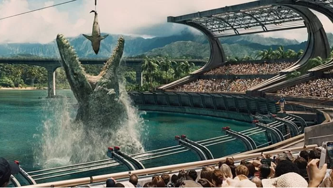 A scene from the famous movie Jurassic World