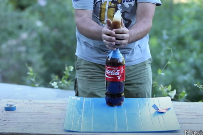With all the materials ready, the guy begins his 'reckless' act