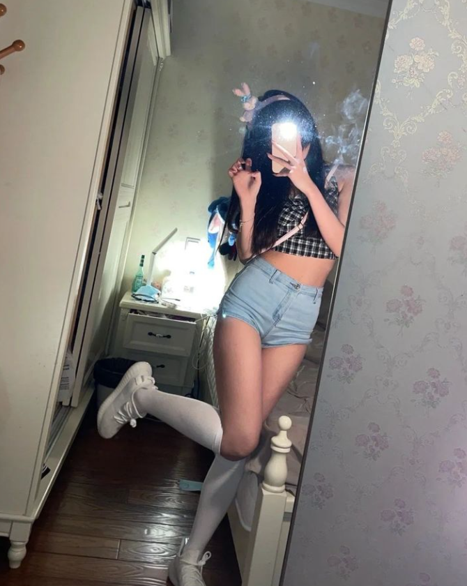 She rarely shows her face on social media and only flaunts her body