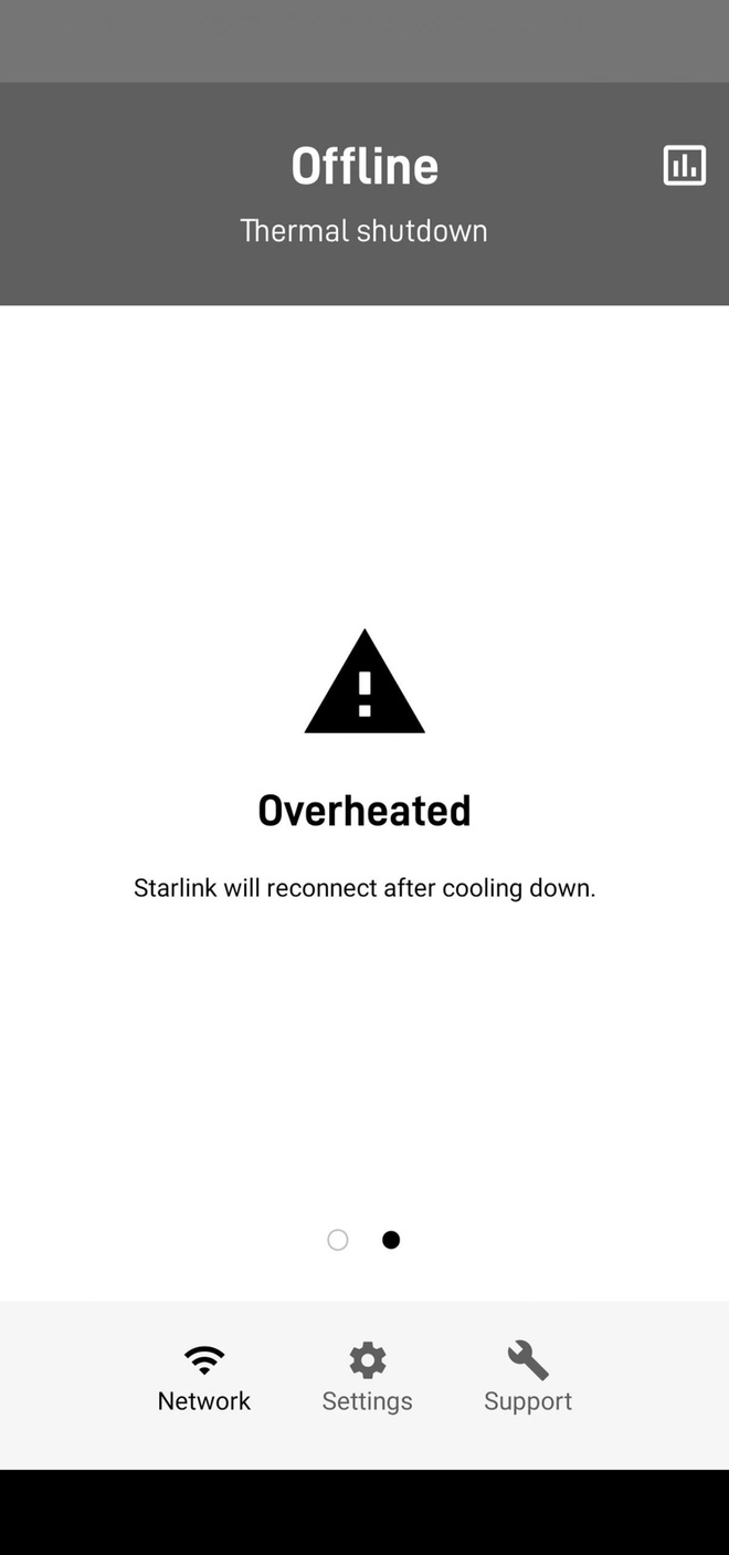 Starlink system's warning about overheating issue on satellite dish