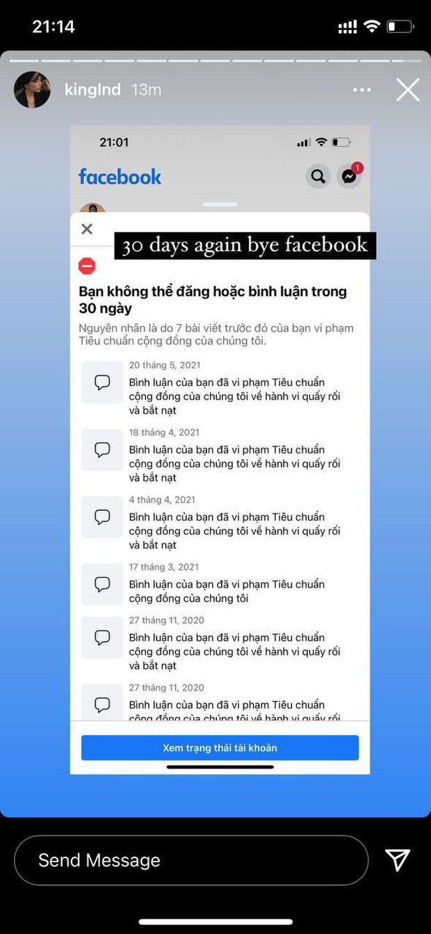 Linh Ngọc Đàm has been reported multiple times on Facebook, resulting in her million-follower account being banned