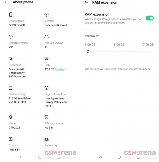 The RAM+ feature allows users to expand RAM using internal storage (photo: GSMArena)