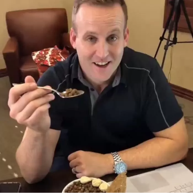 The guy seems quite excited about his challenge