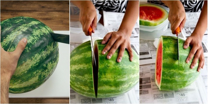 A normal way to cut a watermelon