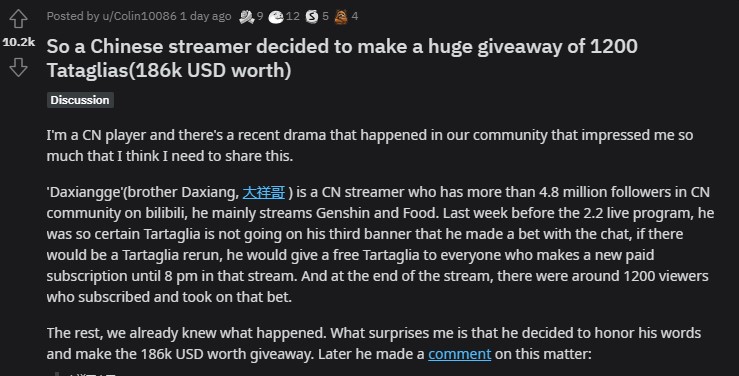 This post sharing the story received over 10,000 upvotes on Reddit