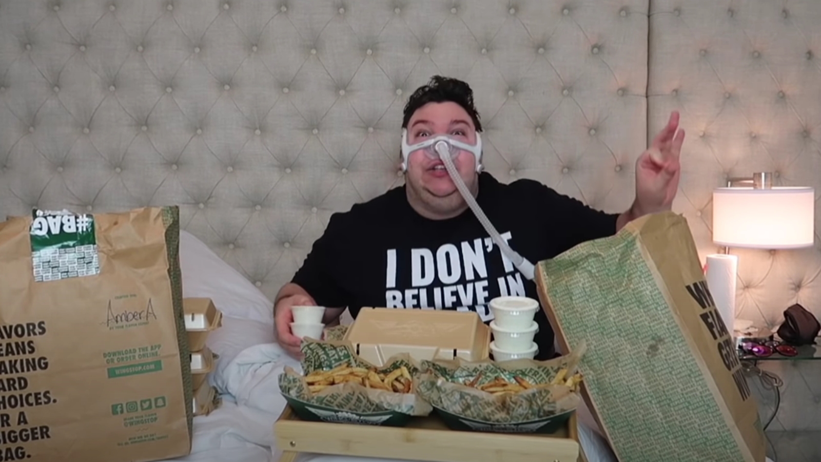 He even has to use a ventilator to maintain his respiratory system but still strives to make mukbang videos