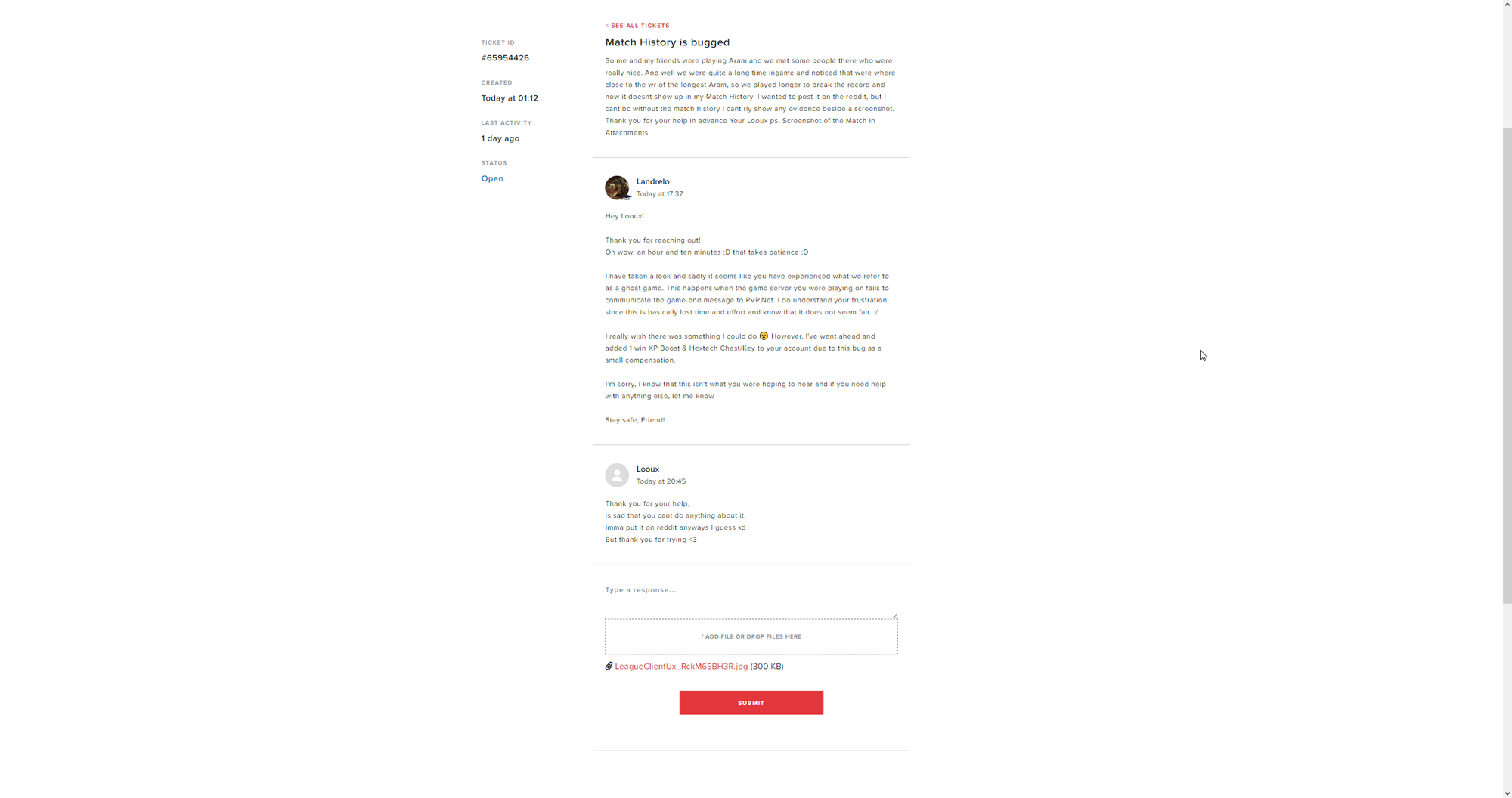 This player contacted Riot Games support but they couldn't do much