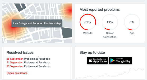 Facebook receiving numerous outage reports