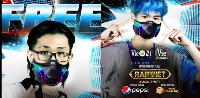 Images of contestants in Rap Viet wearing Razer Zephyr masks.