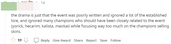 Another opinion suggests that Riot only focuses on champions that can sell skins while ignoring several names closely related to the Black Mist like Yorick, Maokai, Hecarim, Kalista