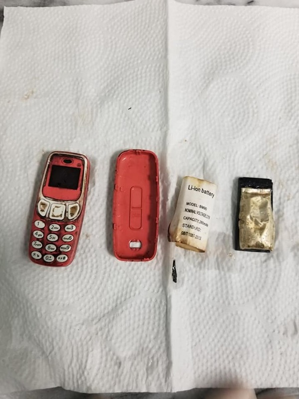 The phone was divided into three parts