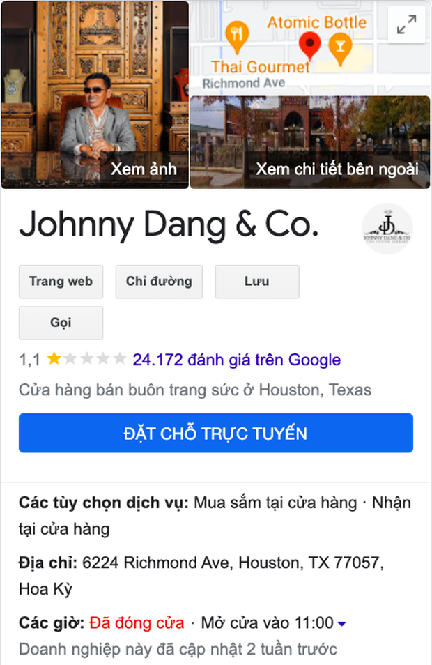 Johnny Dang's jewelry store receives a flood of one-star votes