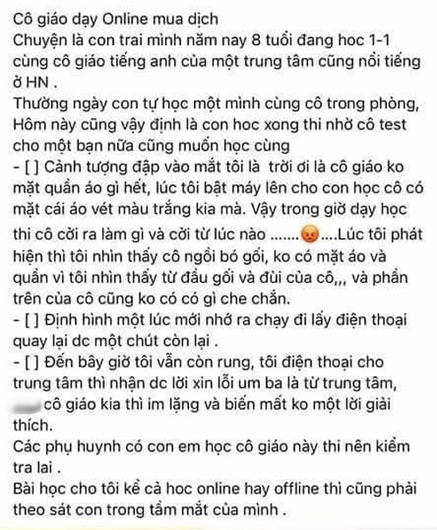 The post shared by the parent