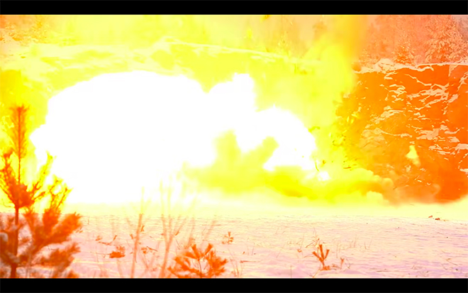 The terrifying explosion when 30kg of explosives were activated