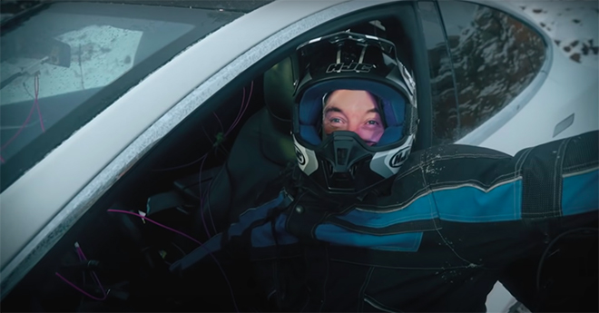 The Elon Musk doll placed inside the car by the YouTuber