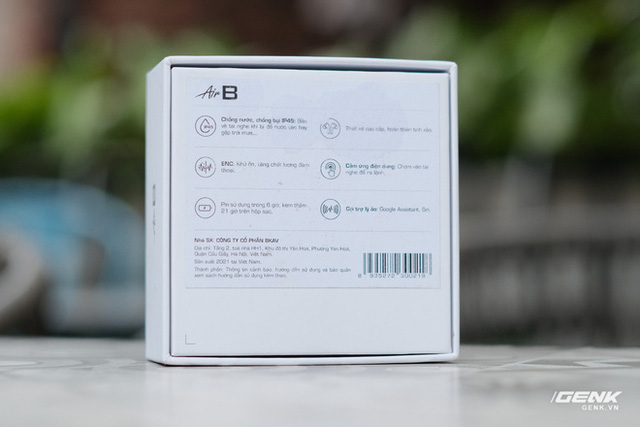 The AirB earphone box clearly states 'Manufactured in 2021 in Vietnam'
