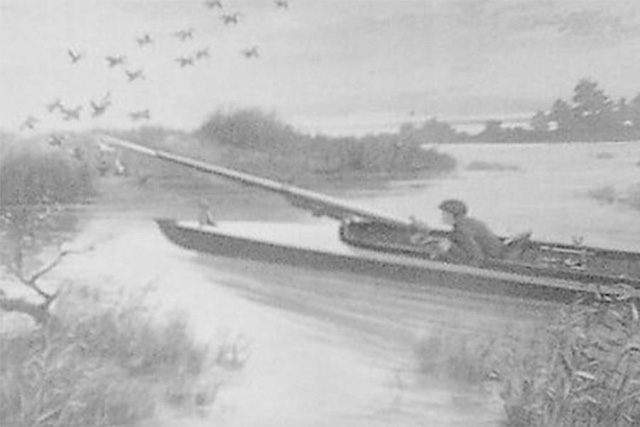 After each shot, due to the strong recoil of the gun, along with the boat being relatively small, the boat is often pushed back several meters.