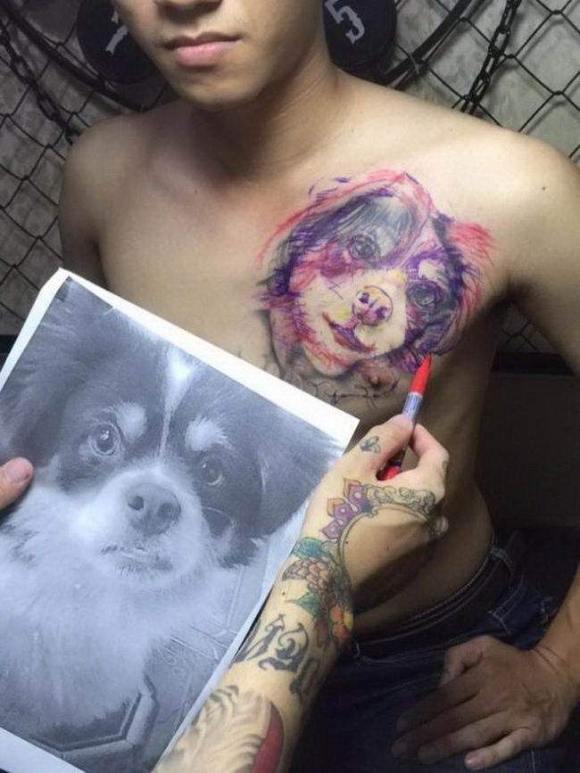 And this is the delicate correction by the tattoo artist