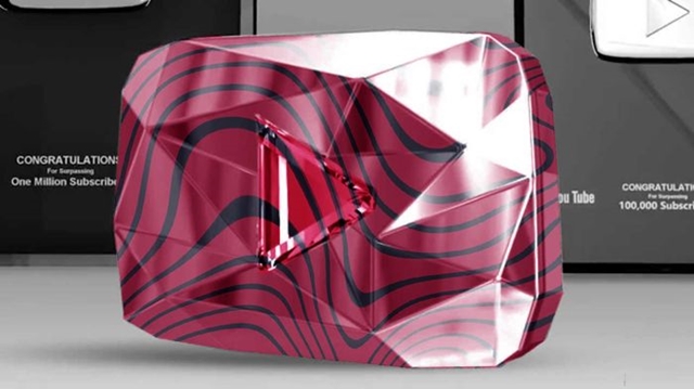 The precious red diamond play button that PewDiePie received from YouTube