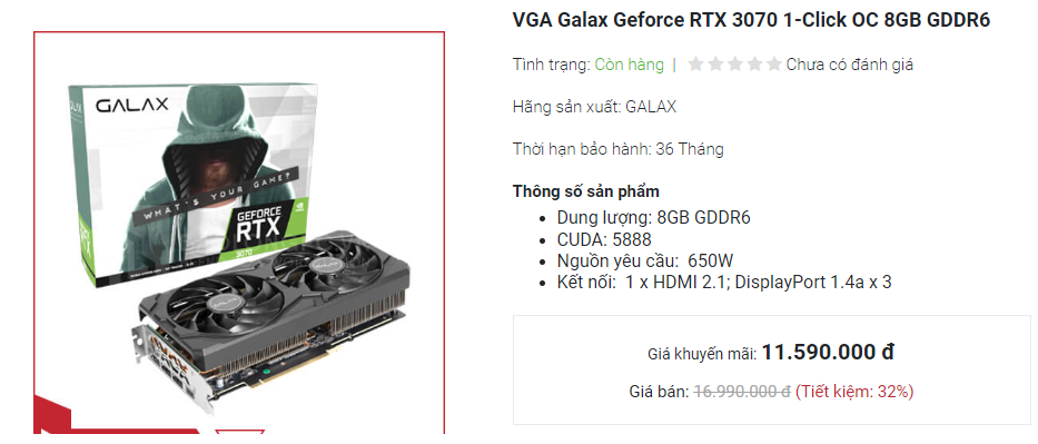 Compared to this time last year, the price of over 11 million VND to own an RTX 3070 is almost unbelievable