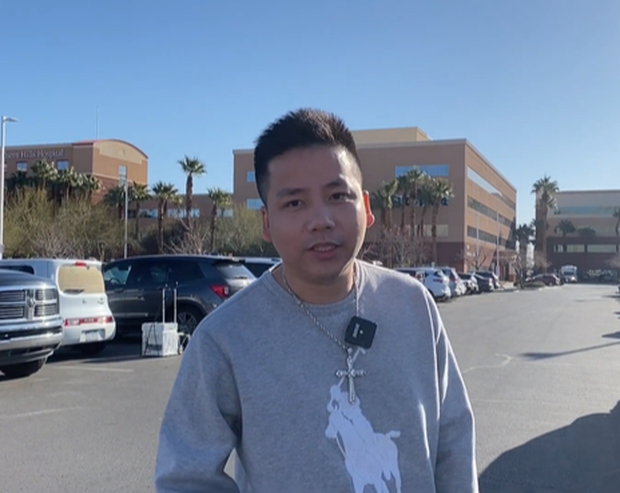 Khoa Pug preparing to enter the hospital for surgery