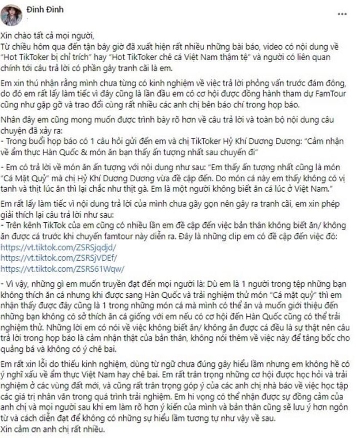 Gói Mang Về's explanation and apology.