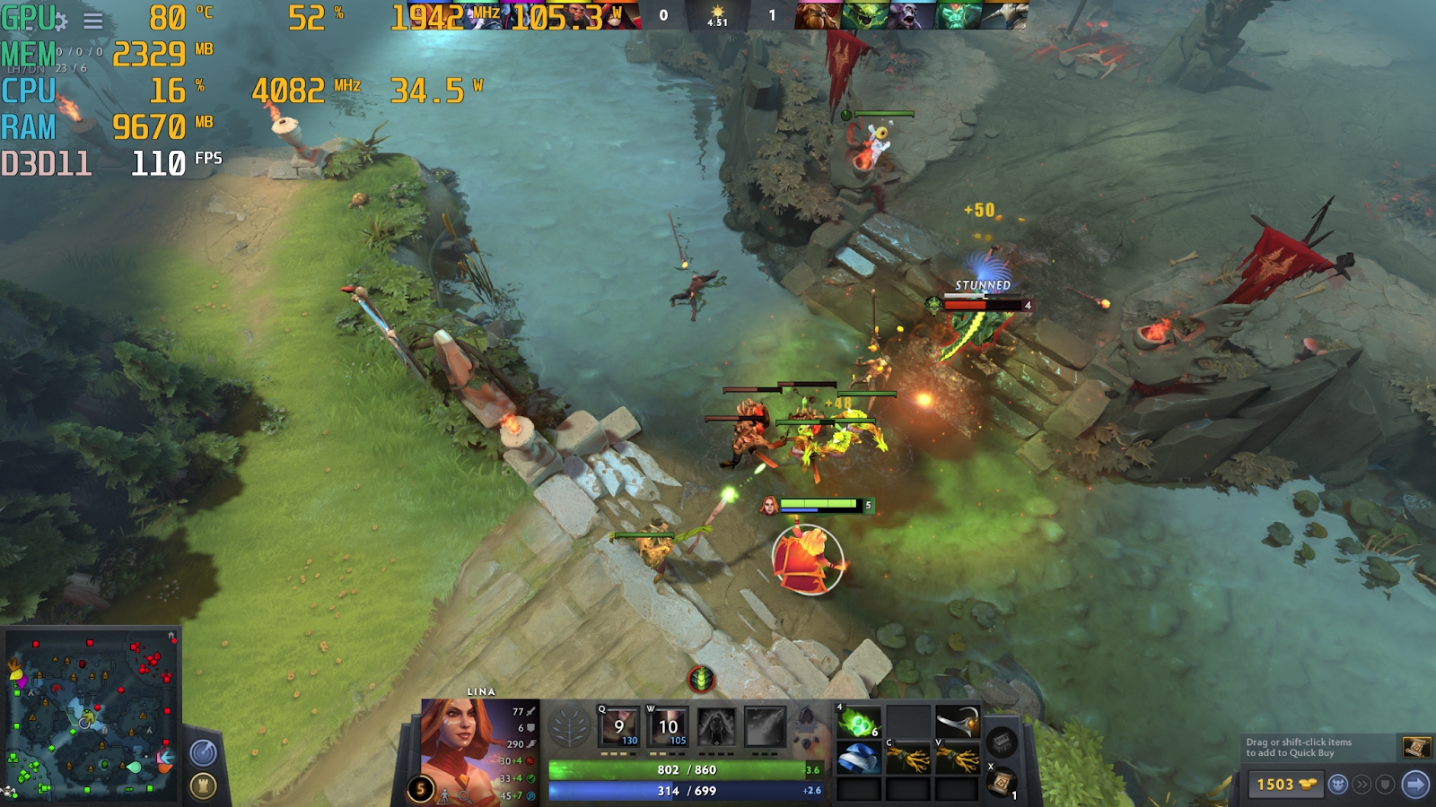 Stable frame rate at 110 - 120 fps