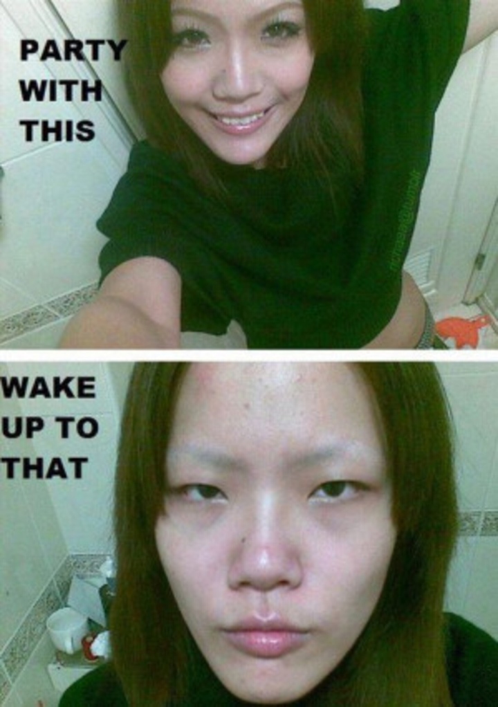 The difference between photos from partying and after going home.