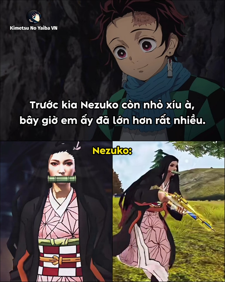 The Scariest "Backstory" of Nezuko Found, Created by None Other Than Free Fire 1 Nezuko transformed strangely by the hands of Free Fire (Source: Kimetsu No Yaiba VN).