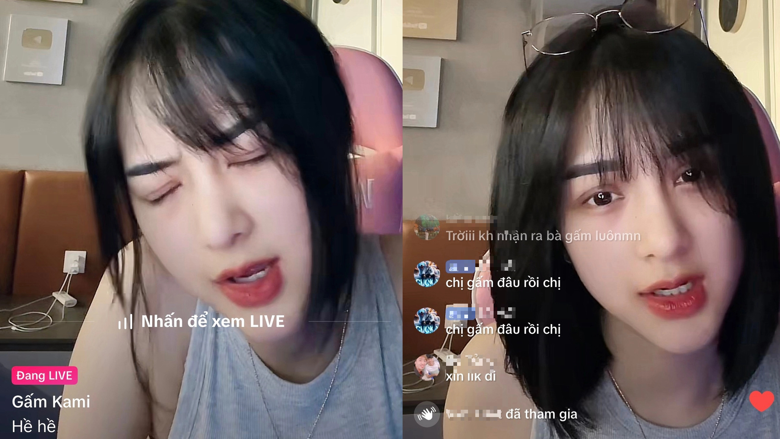Gấm Kami's "Plastic Surgery" Leaves the Online Community Unrecognizable, Her Beauty Like a Completely Different Person 1 Image of Gấm Kami during last night's live session.