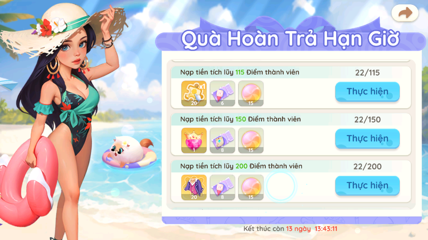 HELLO CAFÉ - Shake Up Your Summer with the Phu Quoc Say Hi! Event! 5 The longer you play, the more gifts you receive from 'Timed Return Gifts'.