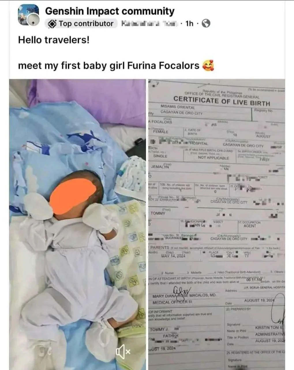 Genshin Impact Player Goes Big, Names Firstborn After Character 1 Philippine gamer goes big by naming his daughter after a character in Genshin Impact.