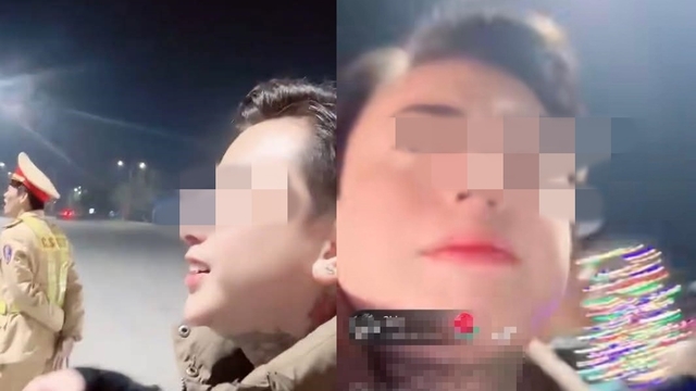 Police Temporarily Detain Tiktoker "Nam Birthday" 2 Nam Birthday livestreaming, resisting police. Screenshot from the clip