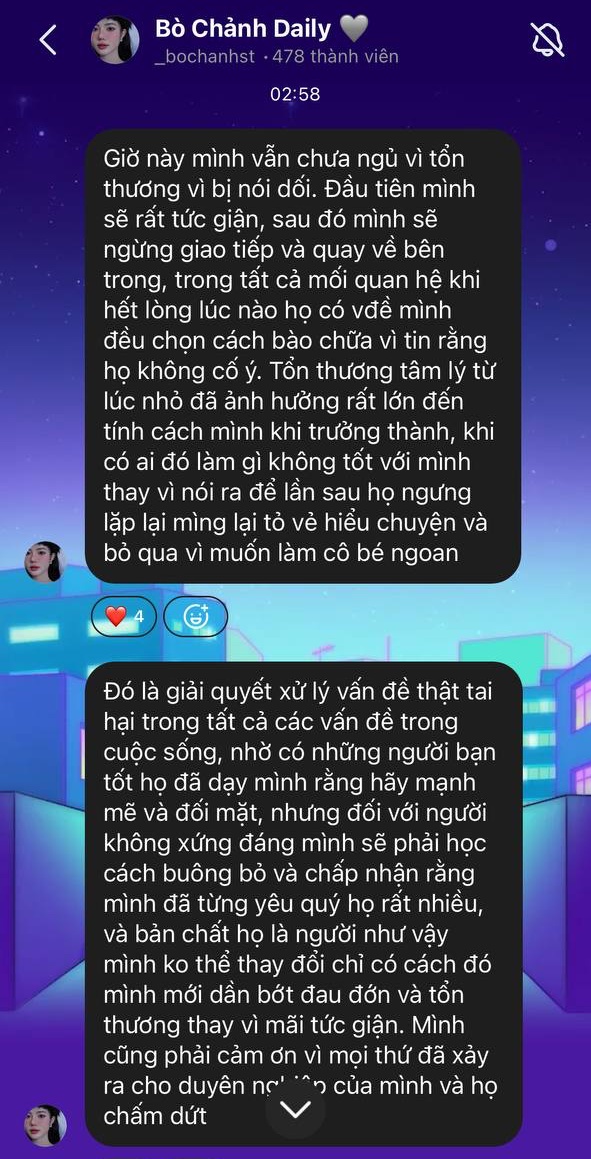Bò Chảnh Announces Breakup at 3 AM, Implying Betrayal by Xemesis? 2 Bò Chảnh's sharing in the chat channel with fans