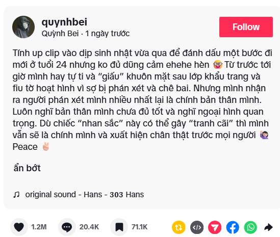 The Shocking Reveal of TikTok Star Quỳnh Bei's True Face, Racking Up a Million Hearts in Just One Day 7 screenshot 2025 07 31 134130 17539465606071409824792 1753947799974 17539478001131857691362