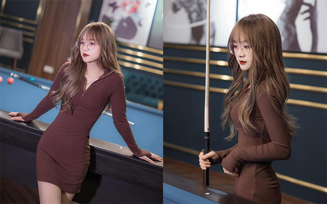 Stunning Images of a Gorgeous Girl as a Billiards Teaching Assistant Go Viral, Young Man Secretly Observes 2 Gấm Kami - a famous TikToker playing billiards (Illustrative image)